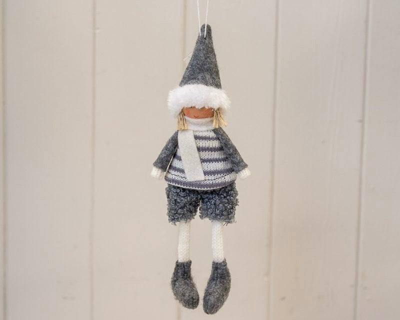 Grey Stripe Hanging Doll