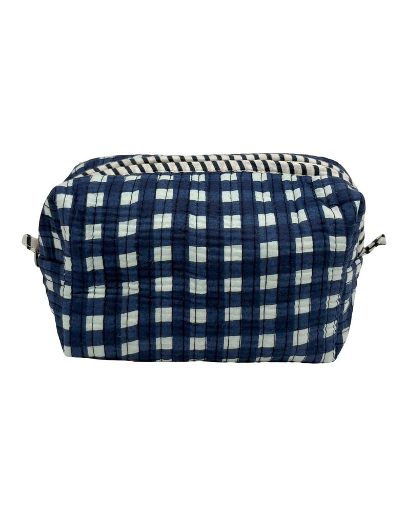 Gingham Trio Vanity Block Print Cosmetic Bags