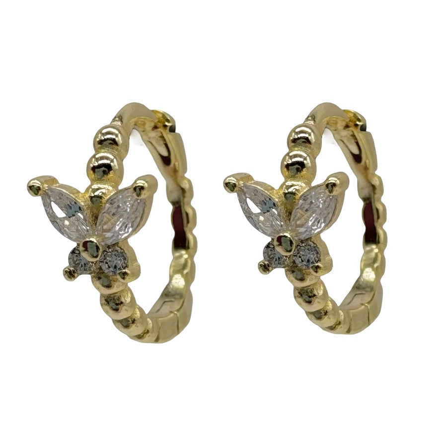Gold Huggie With Butterfly Cubic Zirconia