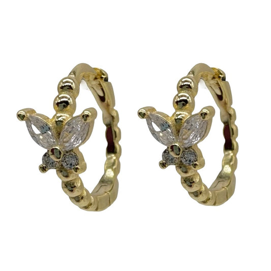 Gold Huggie With Butterfly Cubic Zirconia