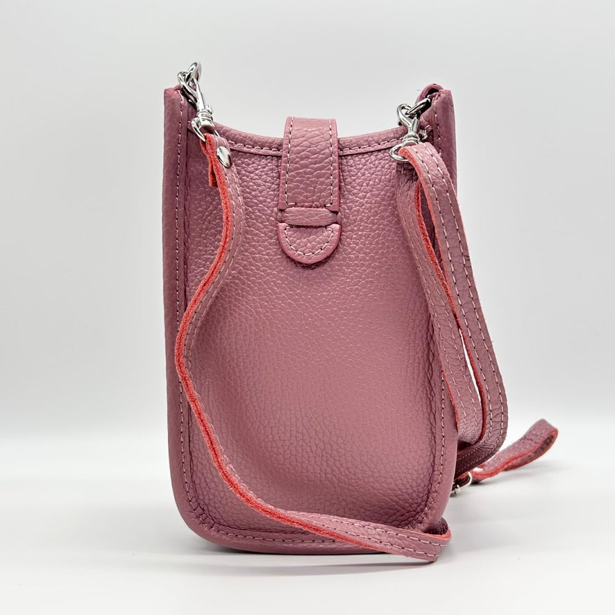 Leather Popper Front Curve Crossbody Bag