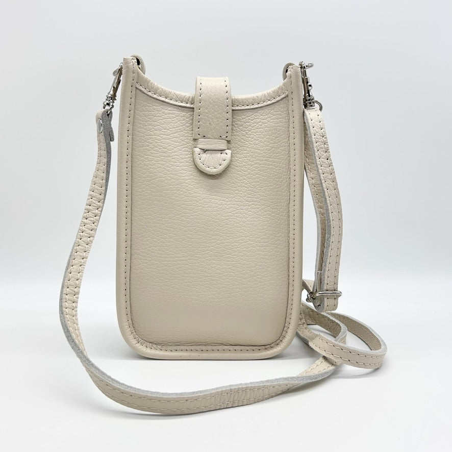 Leather Popper Front Curve Crossbody Bag