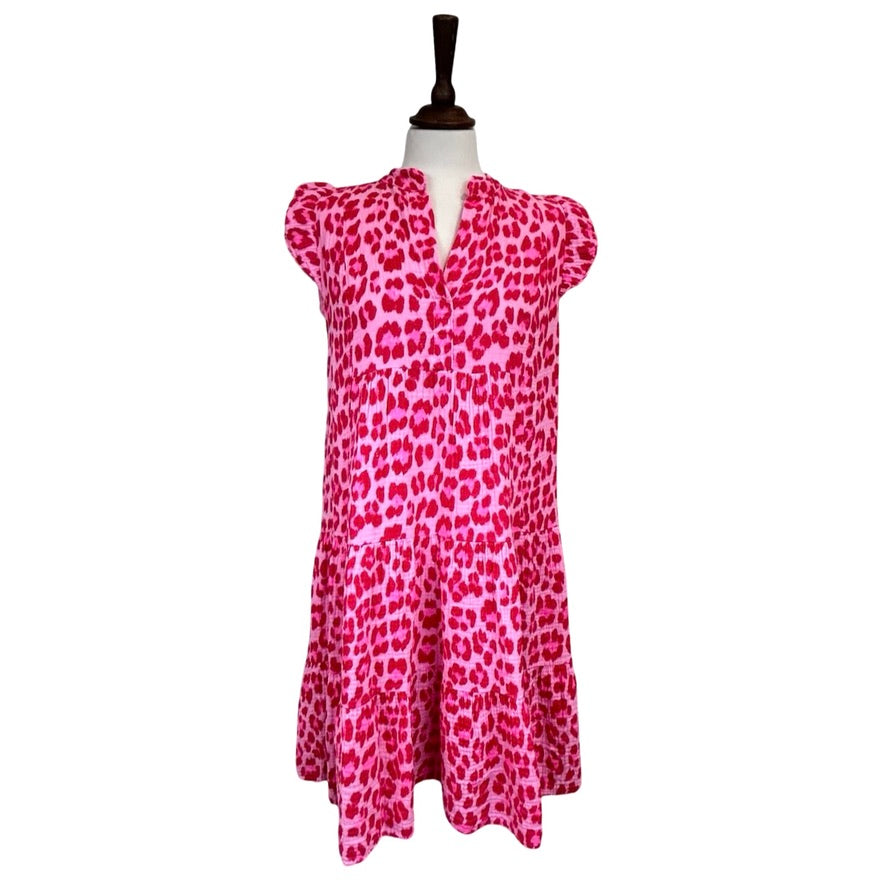 Abigail Leopard Print Frill Sleeveless Dress