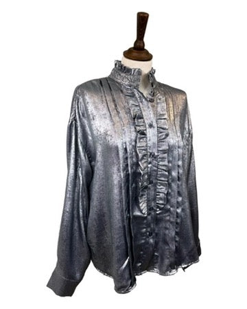 Livia Metallic Ruffle Blouse