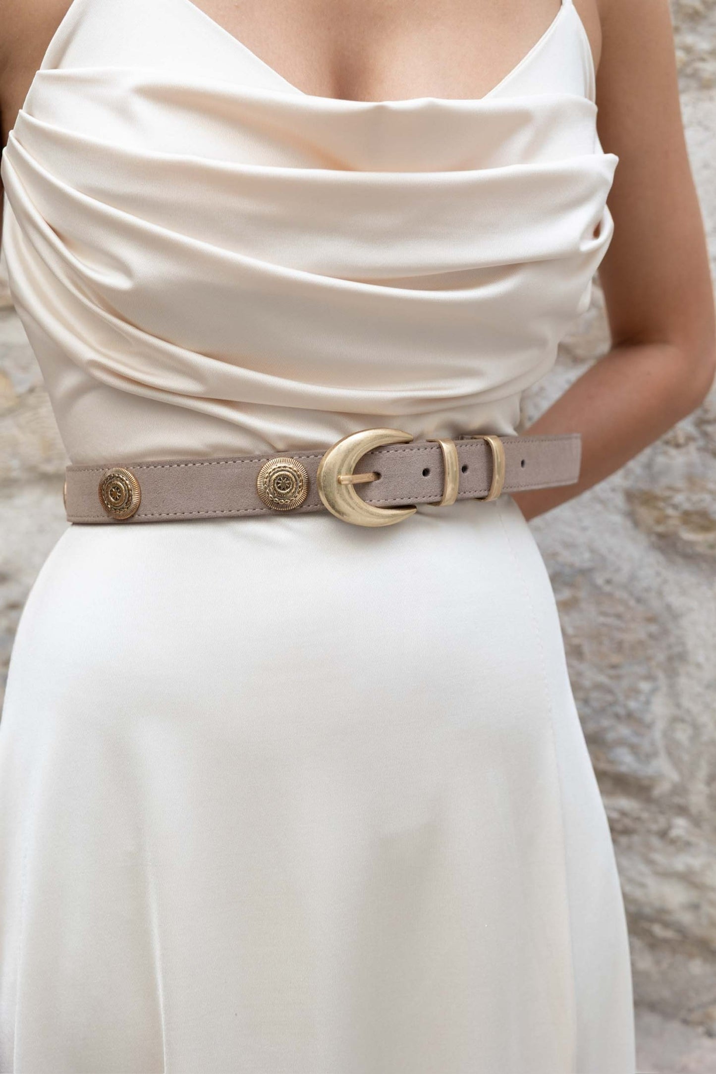 Suede Gold Disc Belt