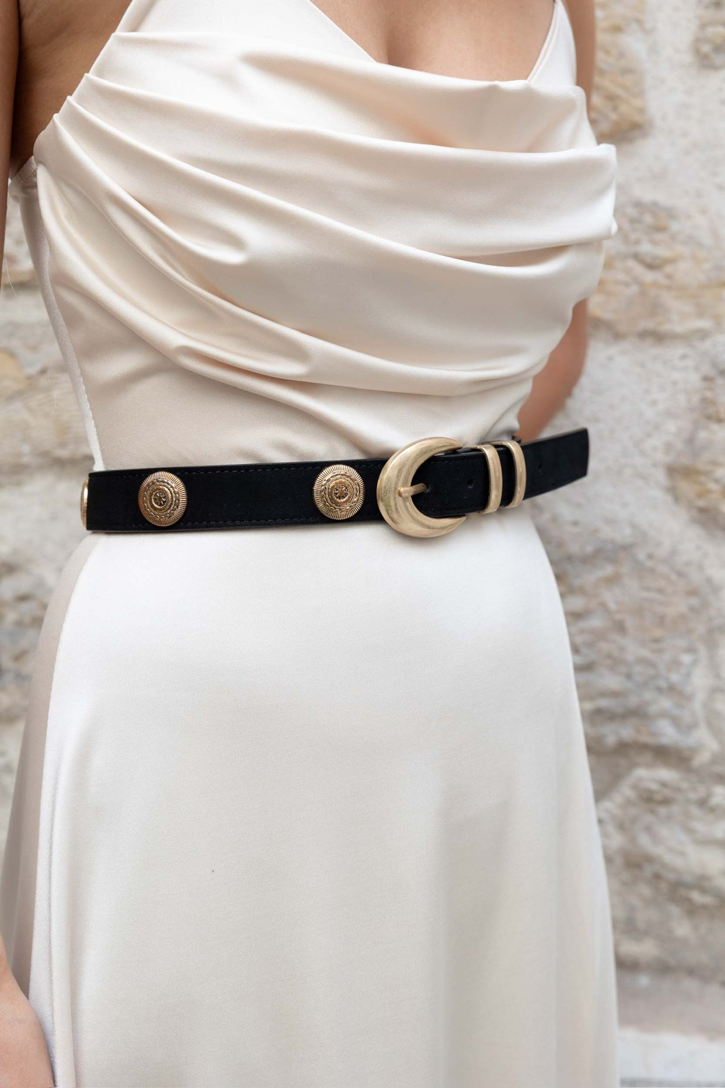 Suede Gold Disc Belt