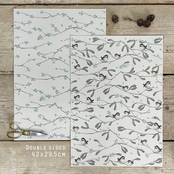 Small Gift Wrap Sheet-Coal Tit