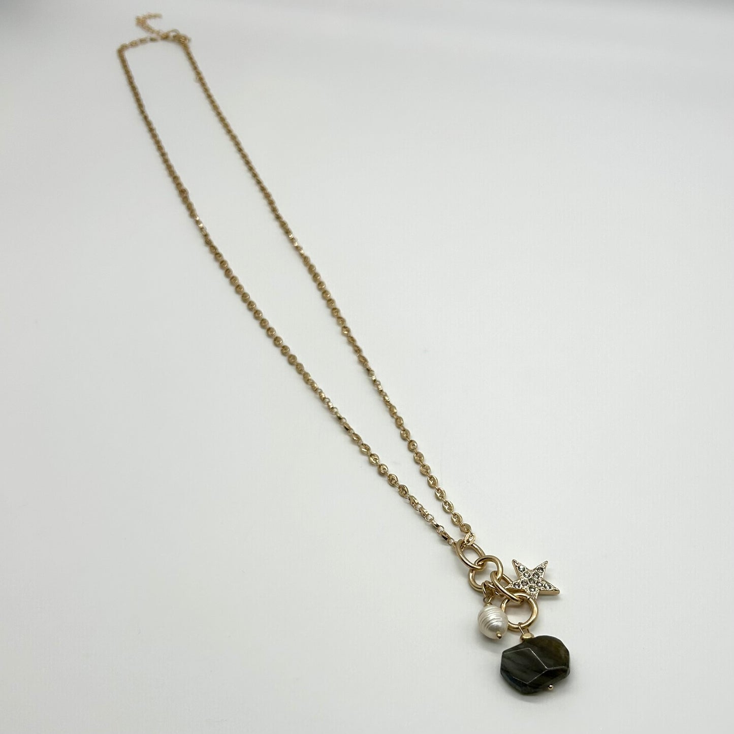 Cluster Star & Stone Charm Long Necklace