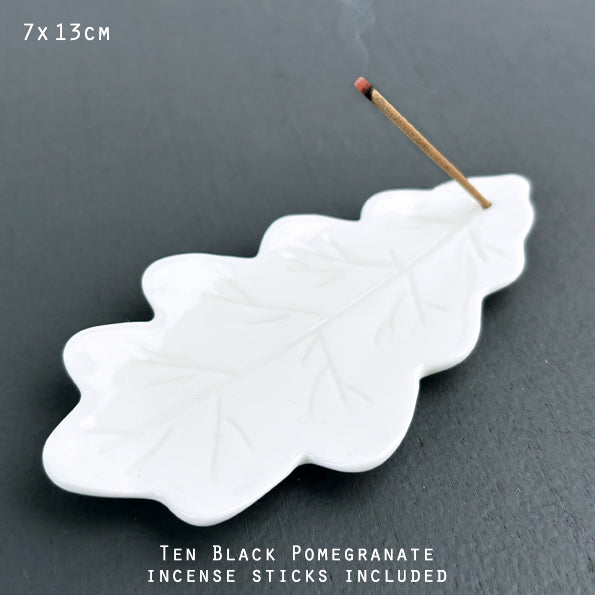 Porcelain Incense Holder Set - Oak Leaf