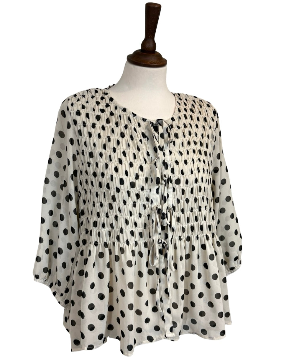 Angel Spot Tie Front Blouse