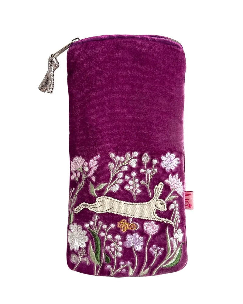 Velvet Hare & Flowers Glasses Purse