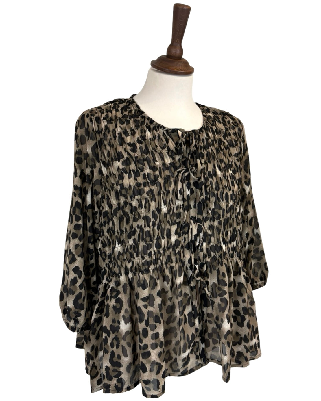 Angel Leopard Tie Front Blouse