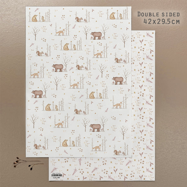 Small Gift Wrap Sheet - Woodland Gath