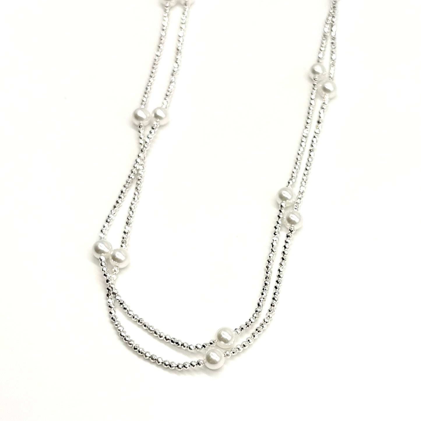 Chain Necklace With Glass Pearl Beads