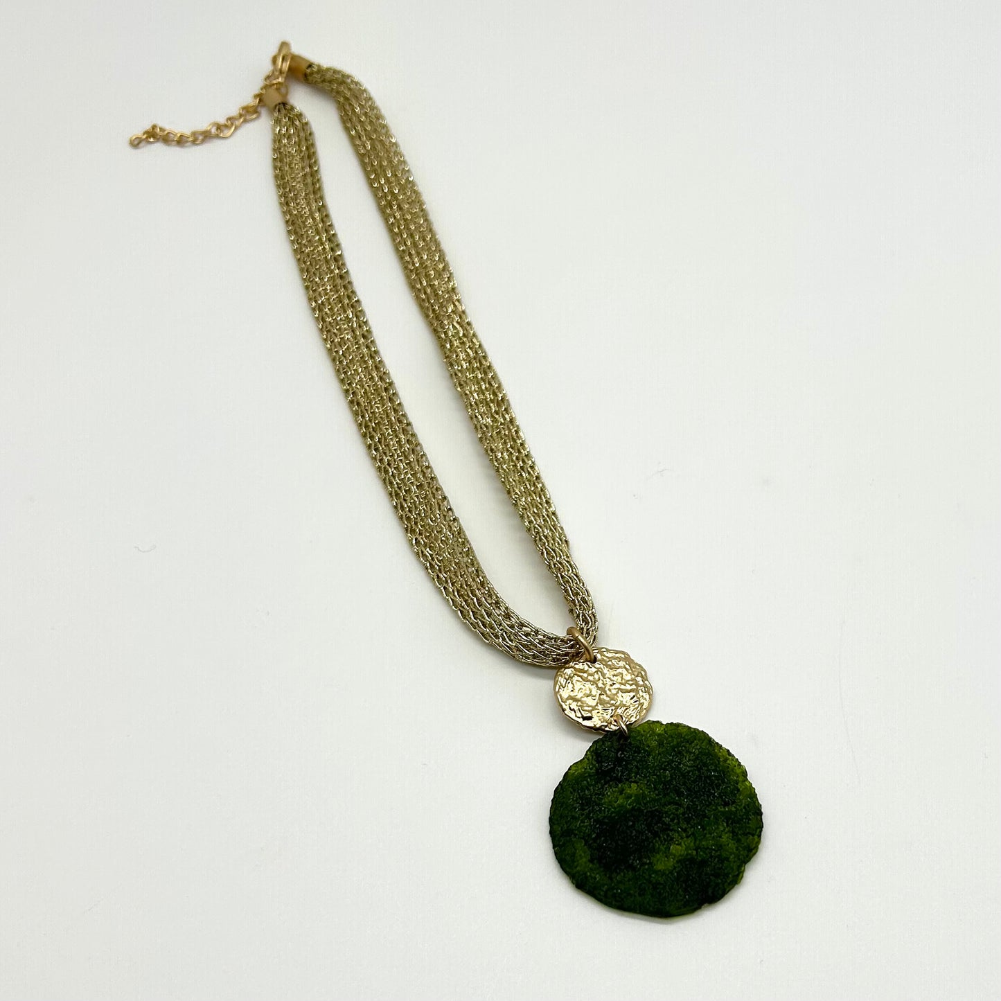 Textured Disc Charm Necklace