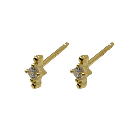 Gold Stud With Cubic Zirconia Centre