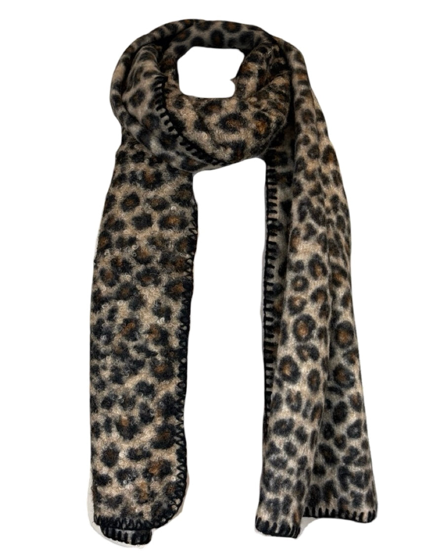 Leopard Print Blanket Stitch Scarf
