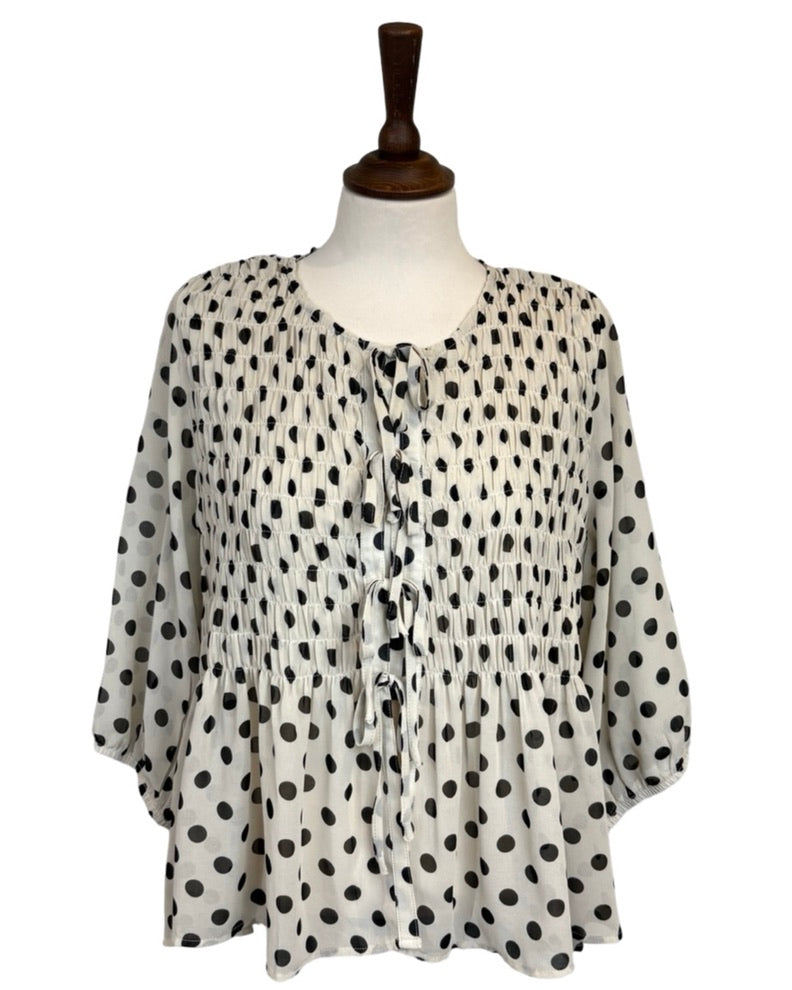 Angel Spot Tie Front Blouse