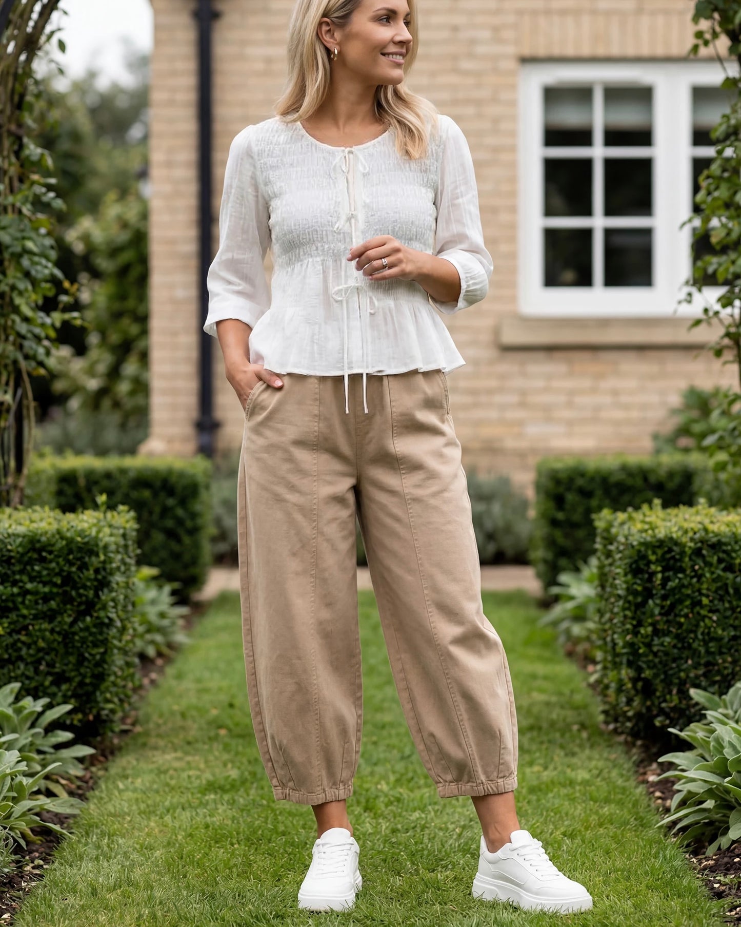 Lyra Cotton Barrel Leg Trousers
