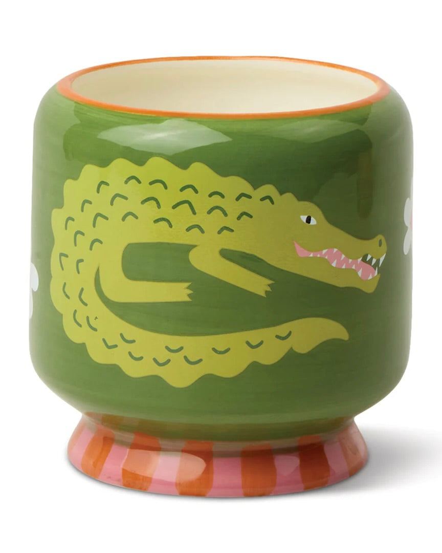 A Dopo Crocodile Ceramic Candle - Prickly Pear