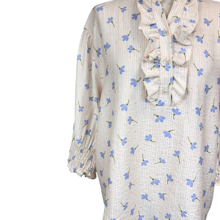 Violet Shirring Sleeve Blouse