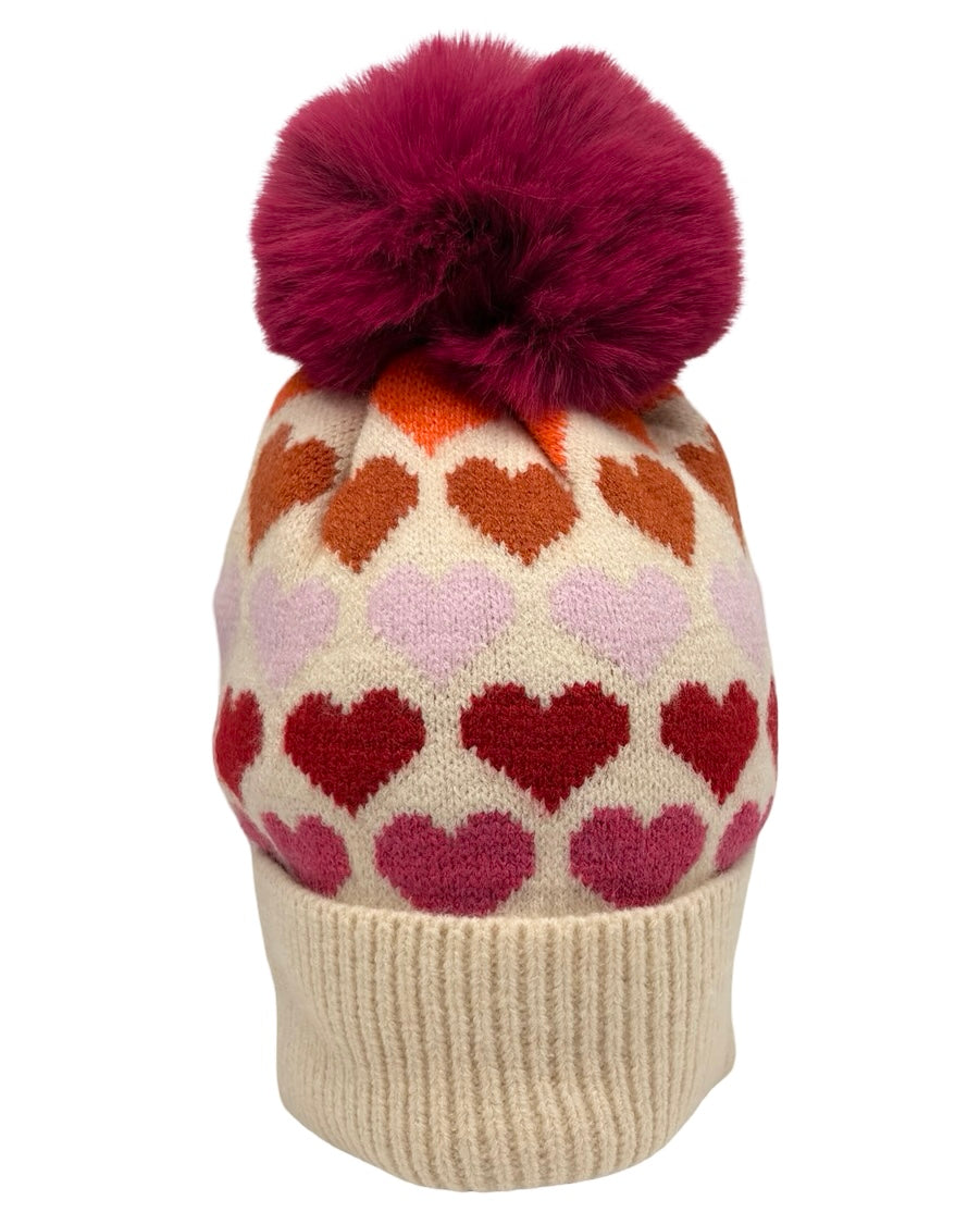 Heart Pom Pom Hat