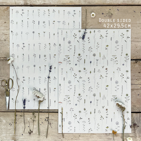 Small Gift Wrap Sheet-Tall Flowers