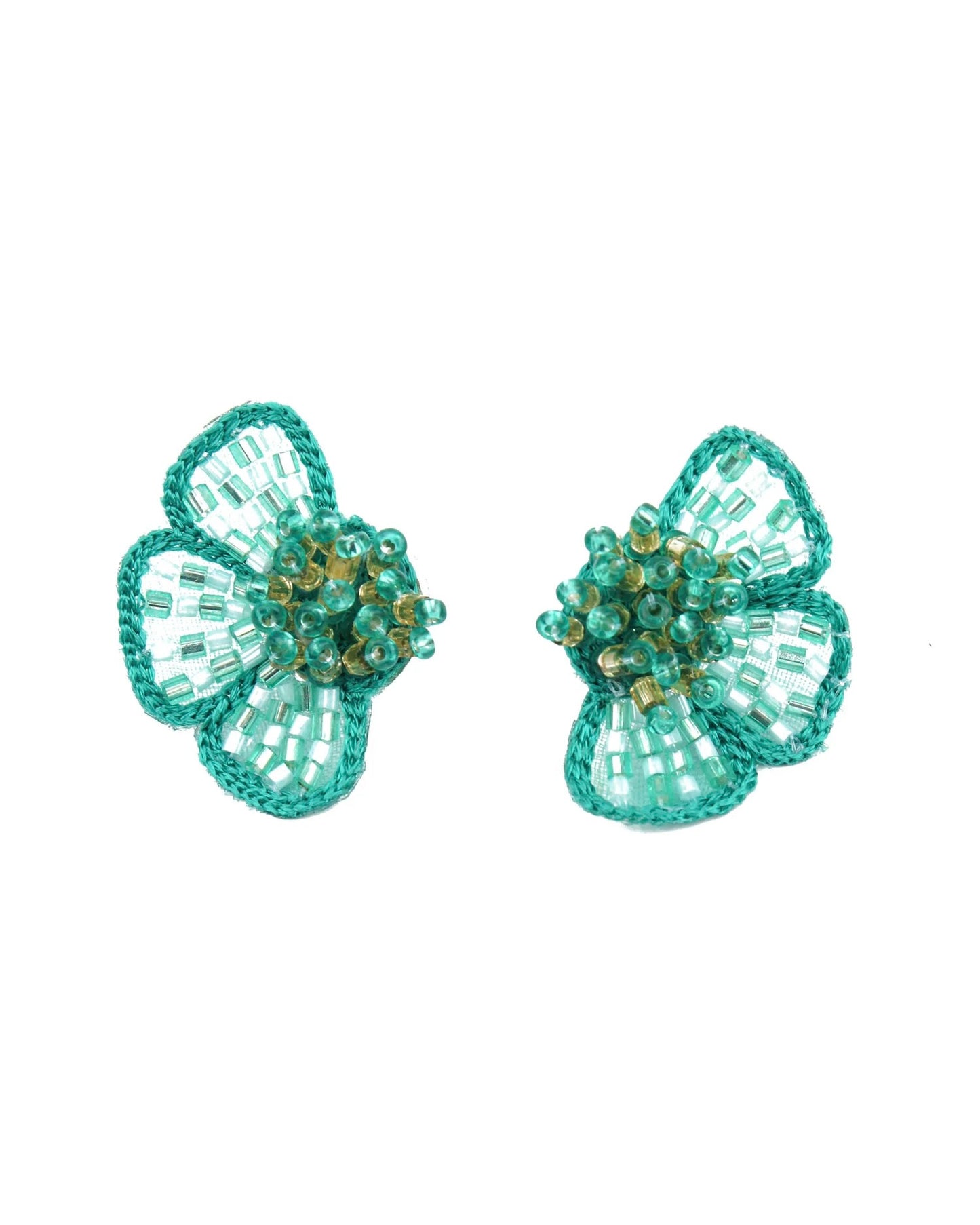 Turquoise Blue Half Flower Earrings