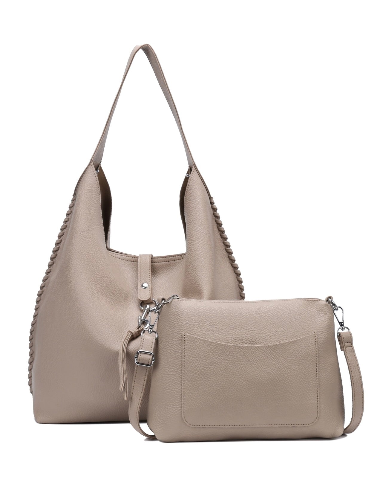 Slouchy Plait Details Hobo Bag With Extra Bag