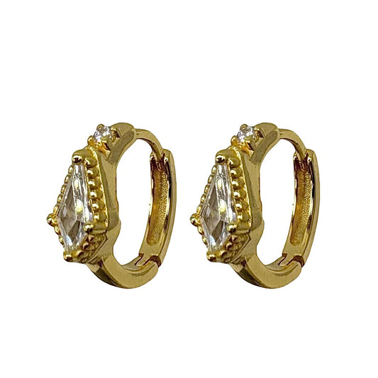 Gold Large Cubic Zirconia Gem Huggie