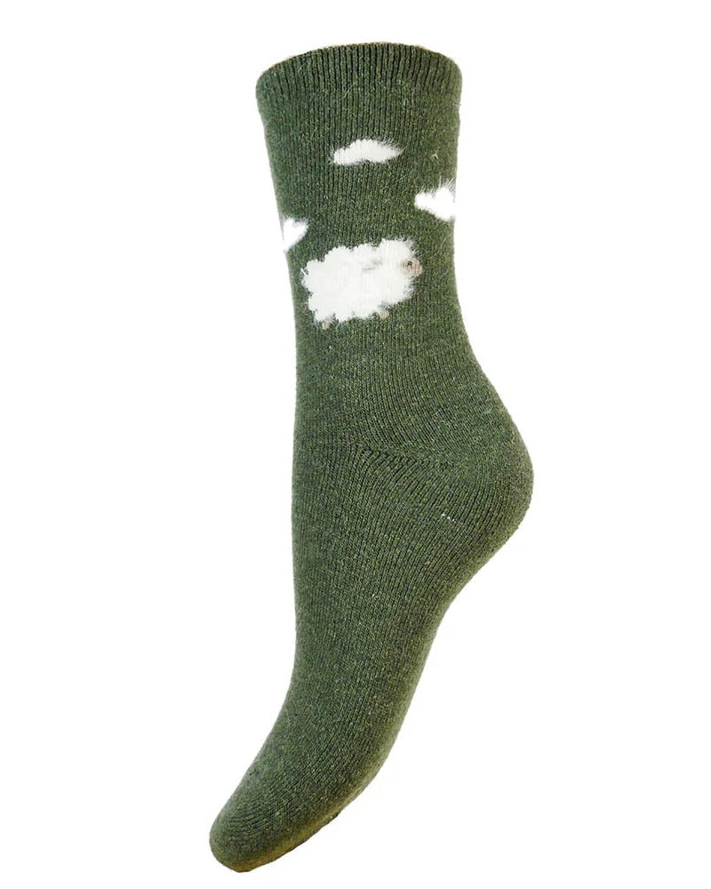Green Sheep Wool Blend Socks