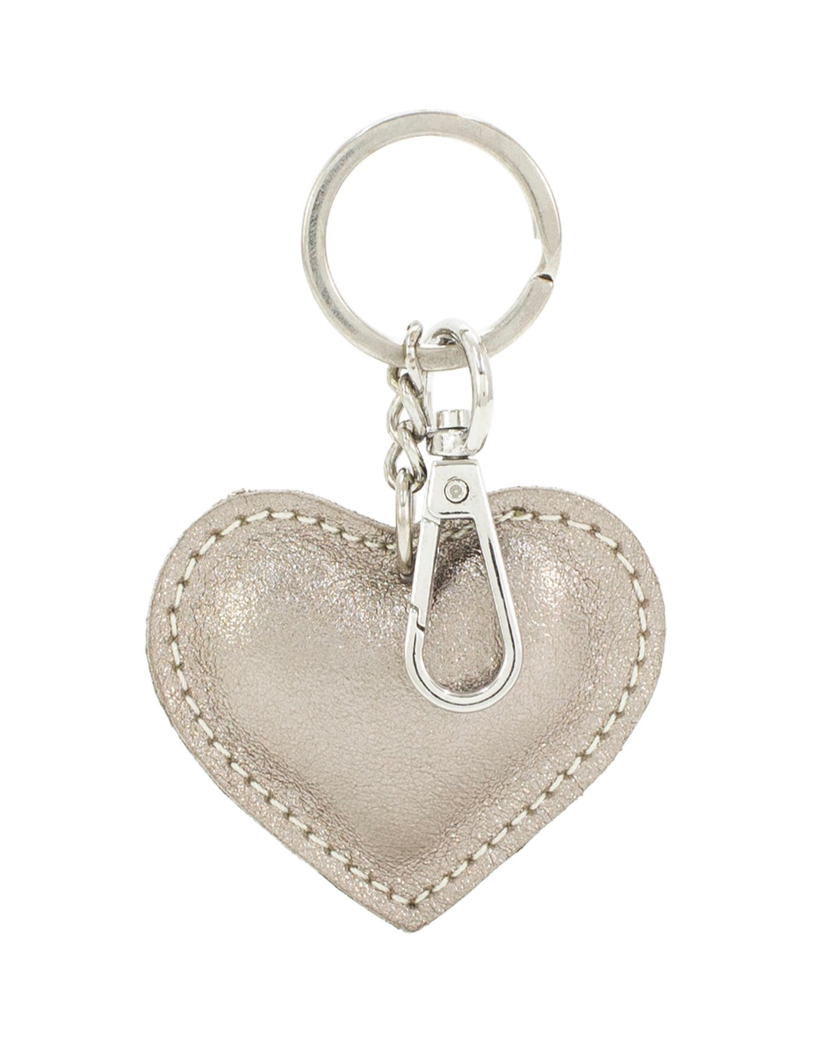Metallic Leather Heart Keyring