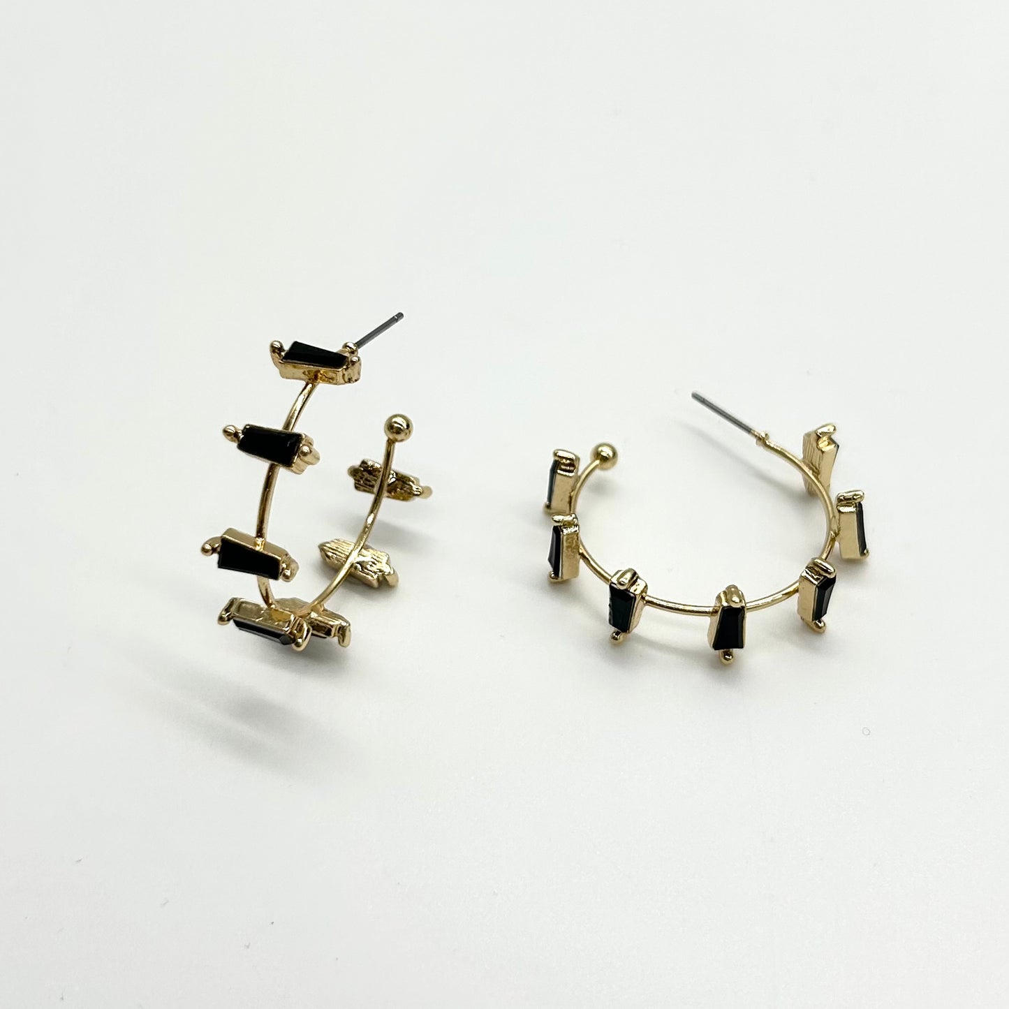 Square Stone Hoop Earrings