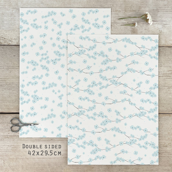 Small Gift Wrap Sheet-Blossom Blue