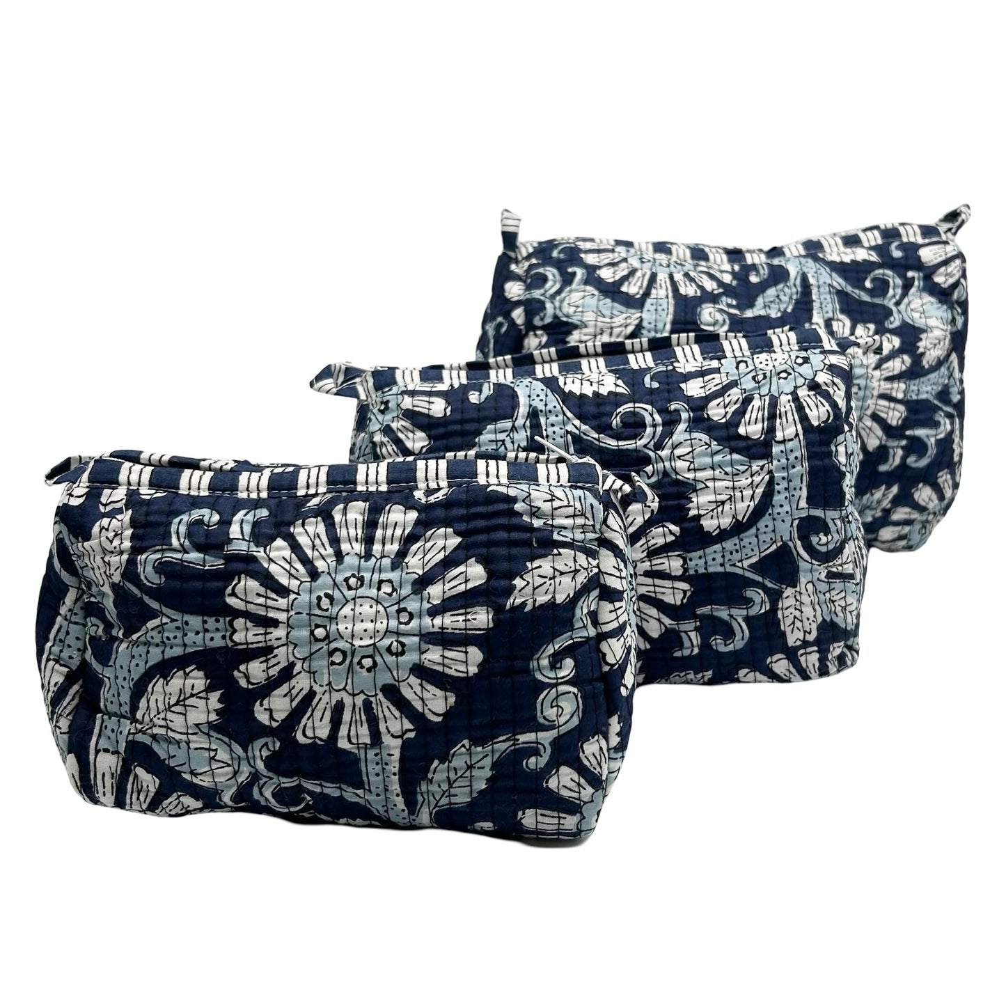 Azalea Block Print Trio Of Cosmetic Bags