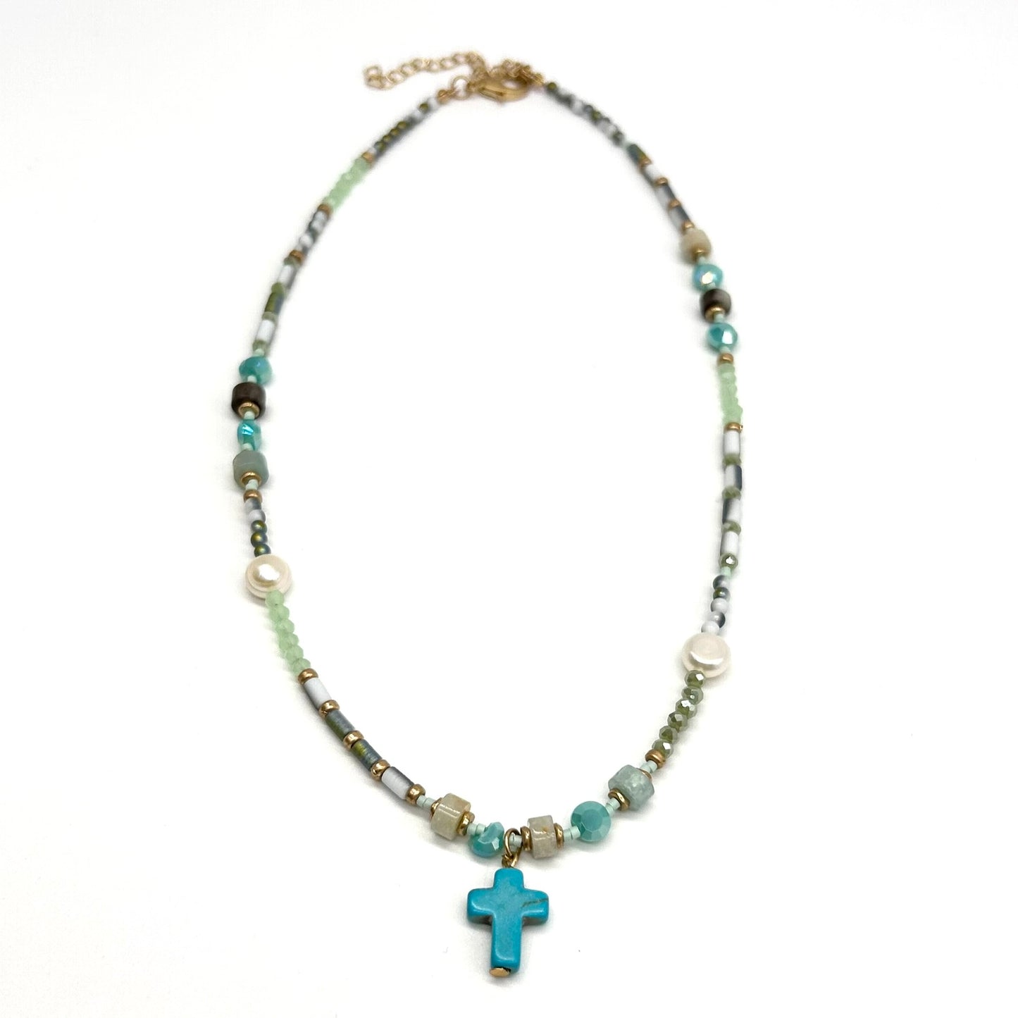 Crystal And Cross Necklace