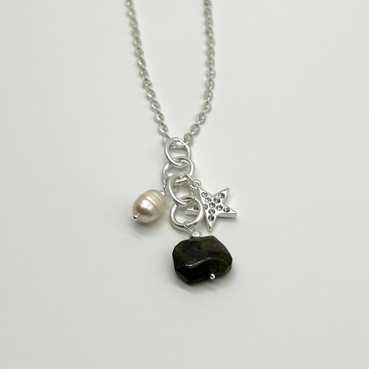 Cluster Star & Stone Charm Long Necklace
