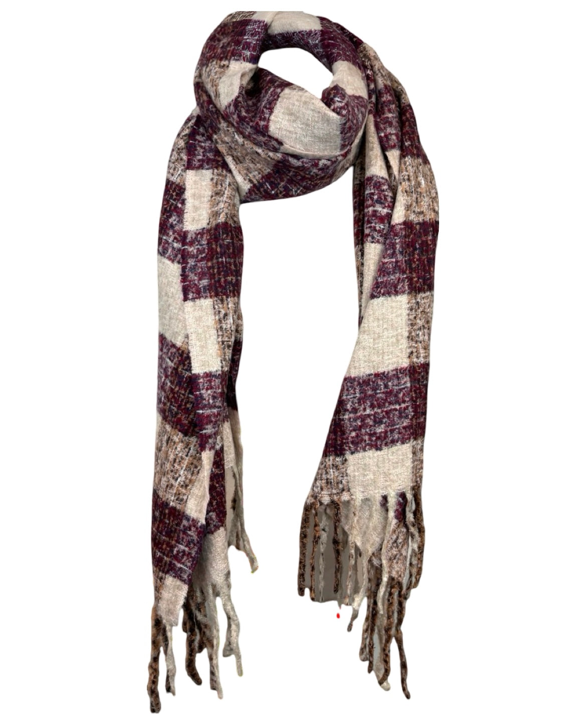 Broken Check Tassel Scarf