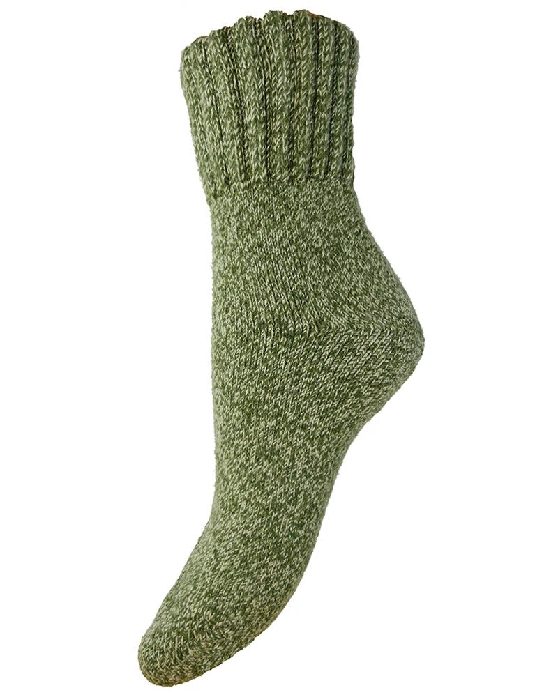 Green Marl Thick Wool Blend Socks