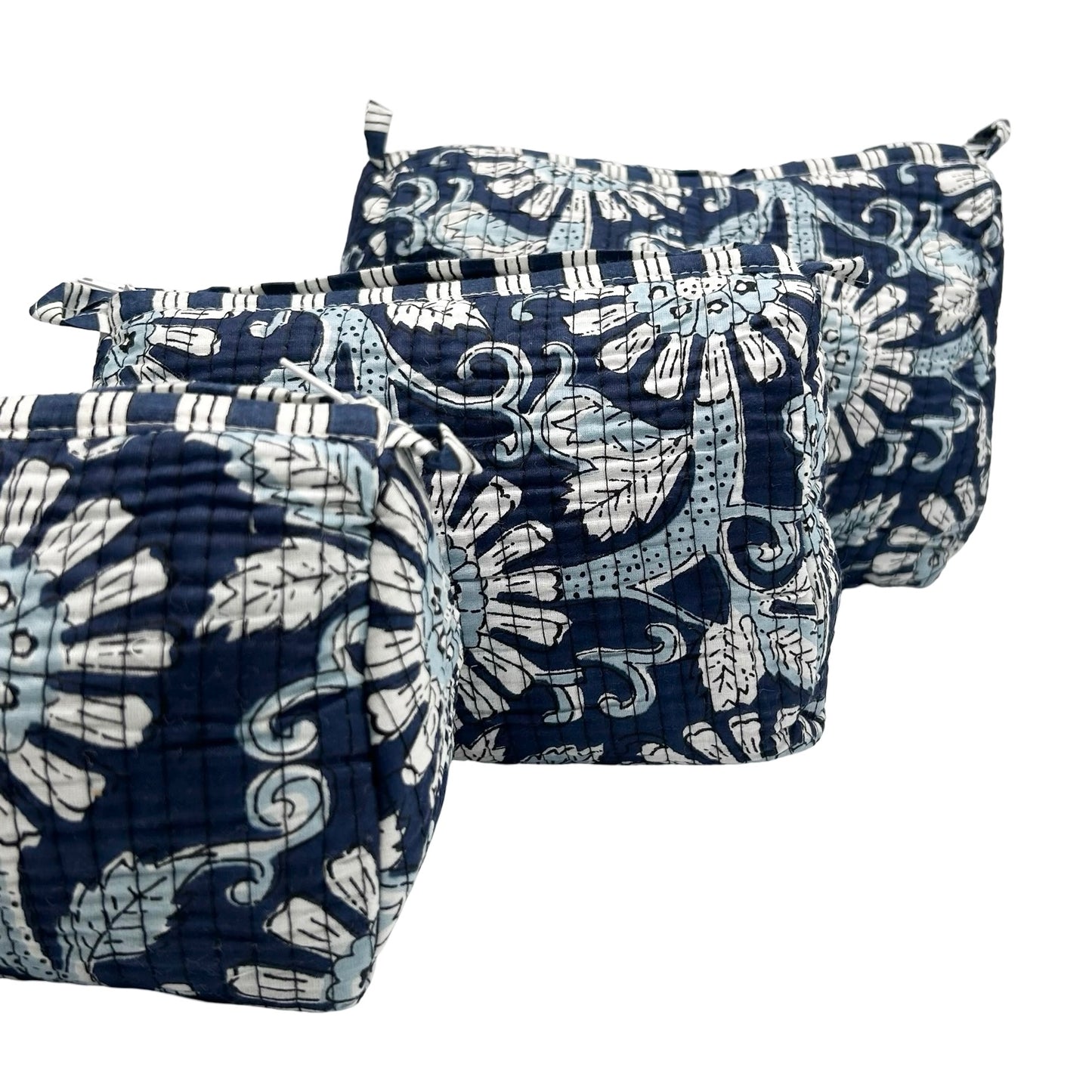 Azalea Block Print Trio Of Cosmetic Bags