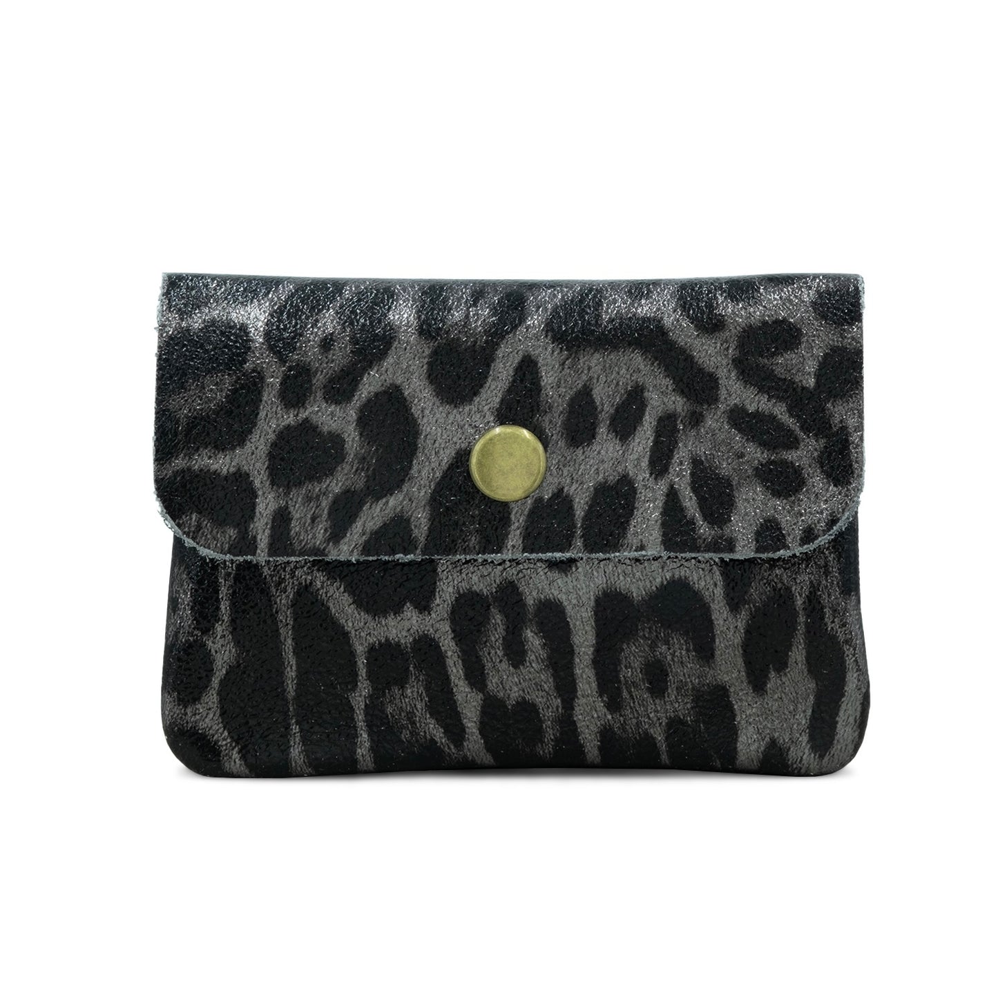 Metallic Leopard Print Leather Coin Purse