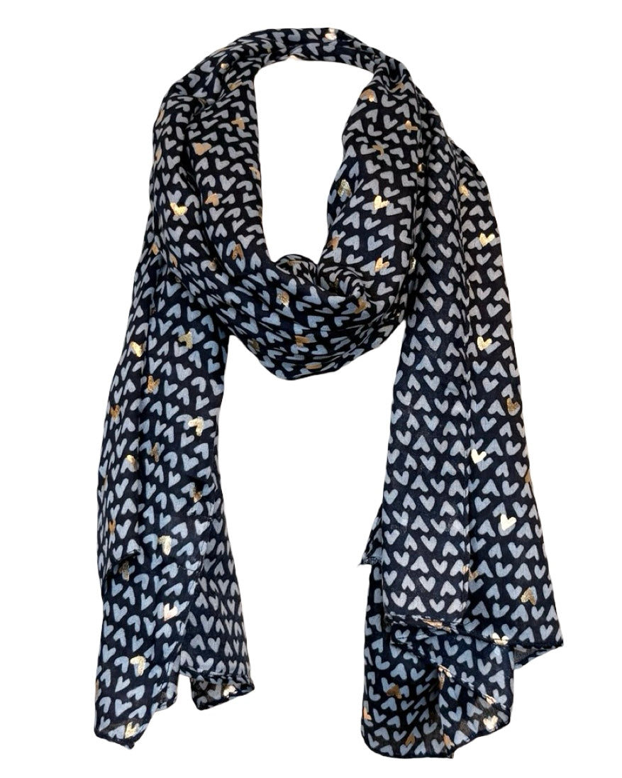 Mid Weight Ditsy Heart Scarf