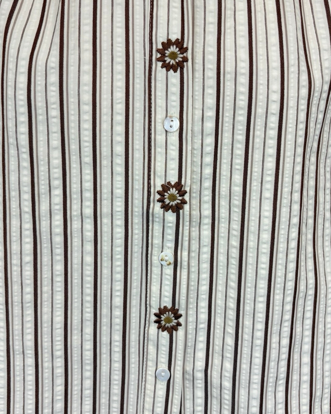 Reine Striped Floral Embroidered Sleeve Blouse