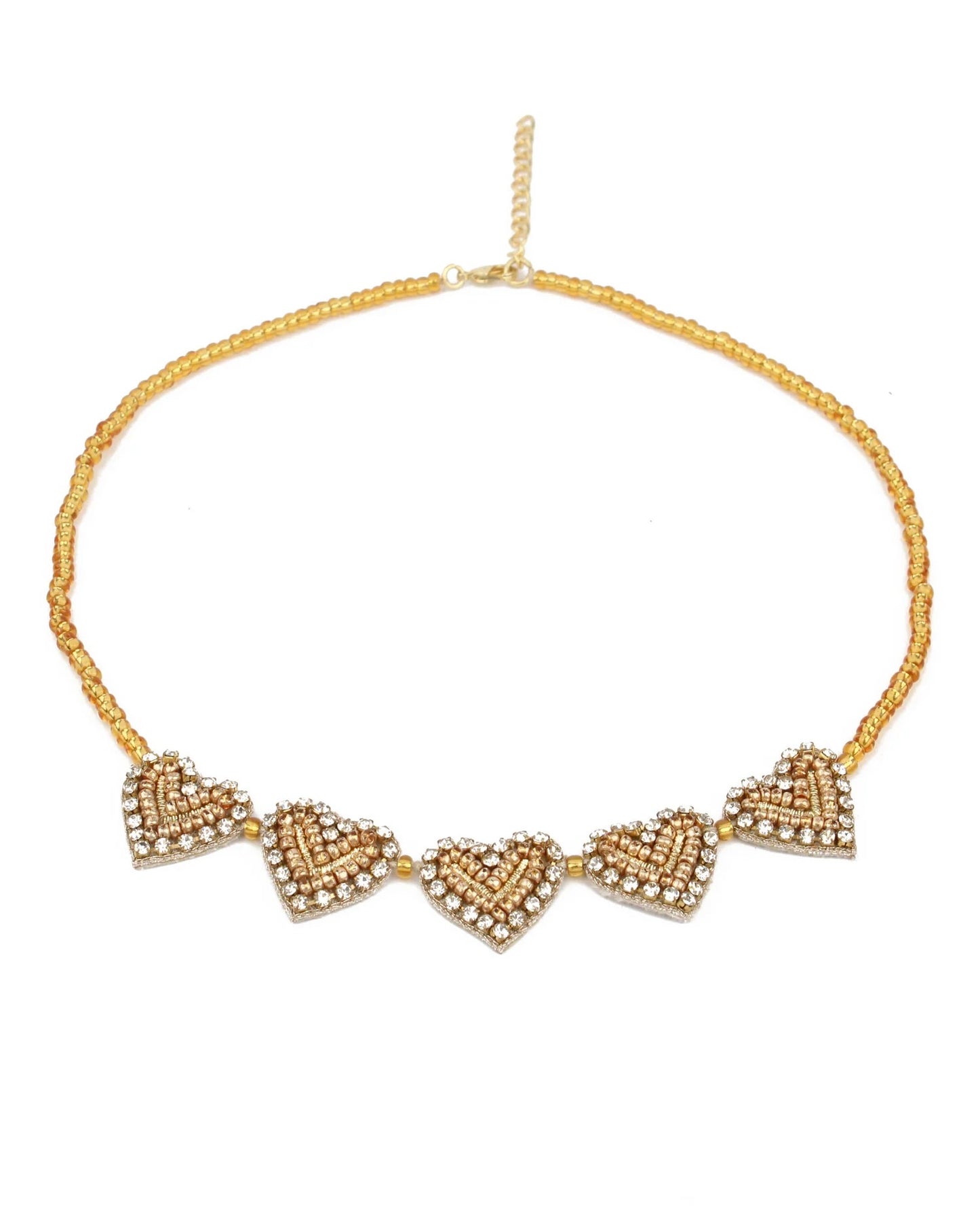 Gold Beaded Heart Necklace