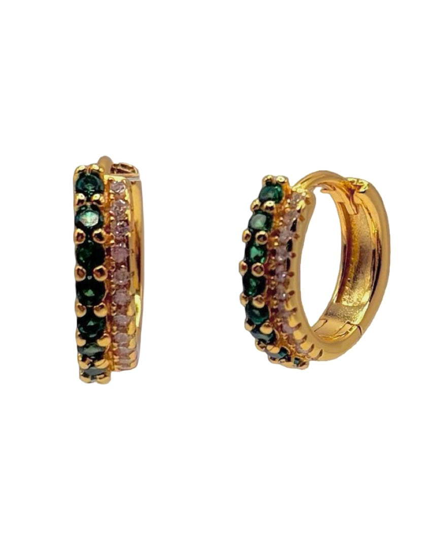 Double Hoop huggie WIth Cubic Zirconia Crystal