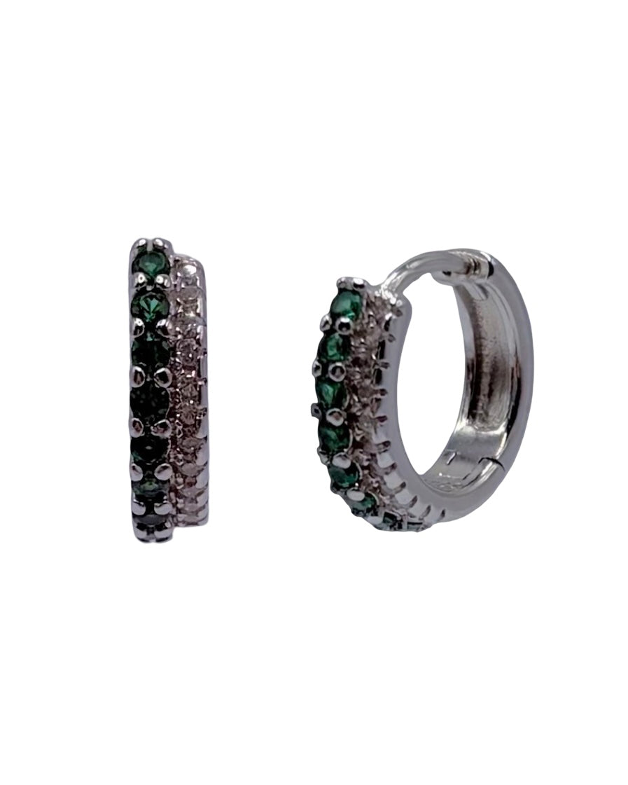 Double Hoop Huggie With Cubic Zirconia