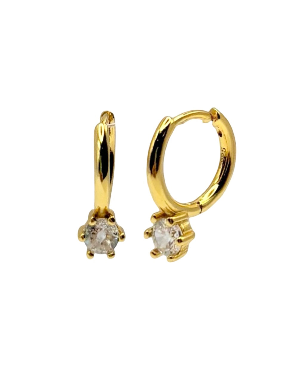 Gold Round Cubic Zirconia Drop Huggie