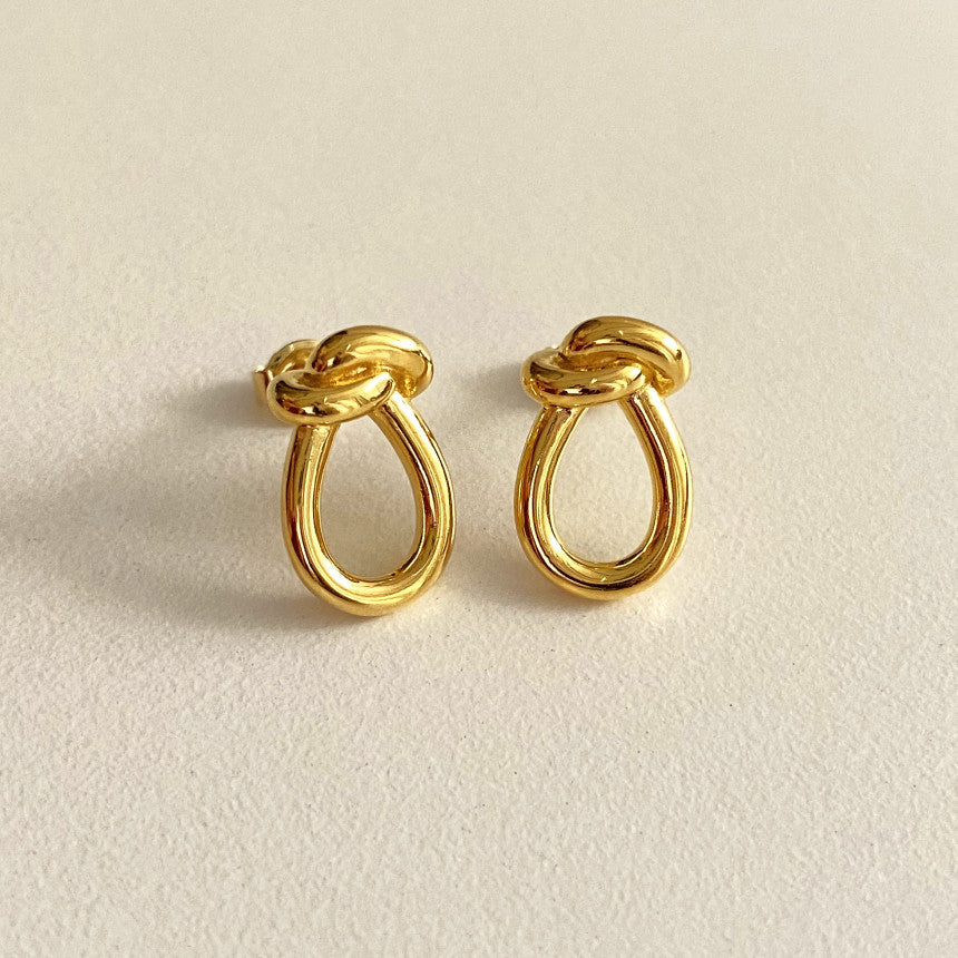Gold Knot Drop Earrings