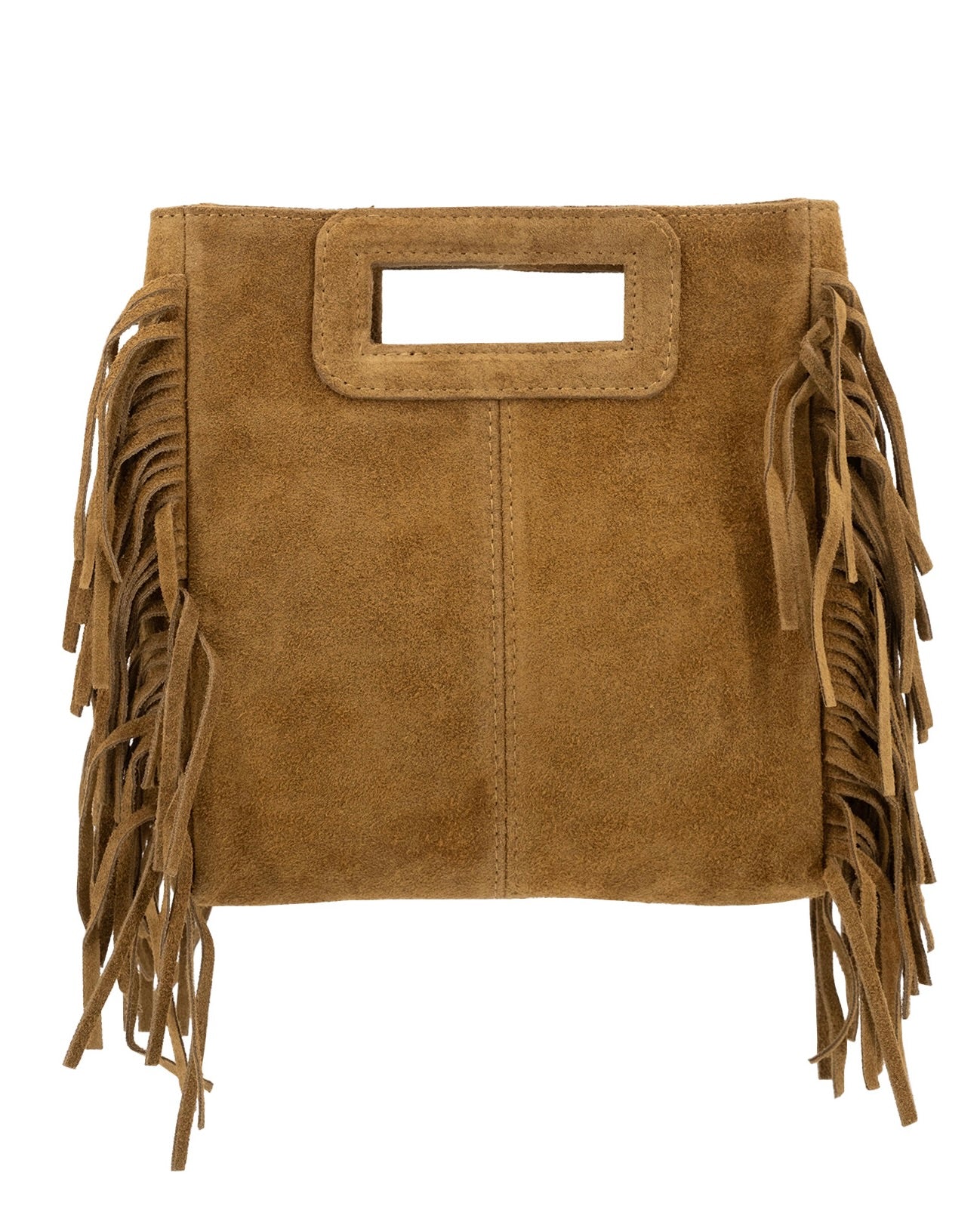 Suede Leather Square Small Bag With Fringes