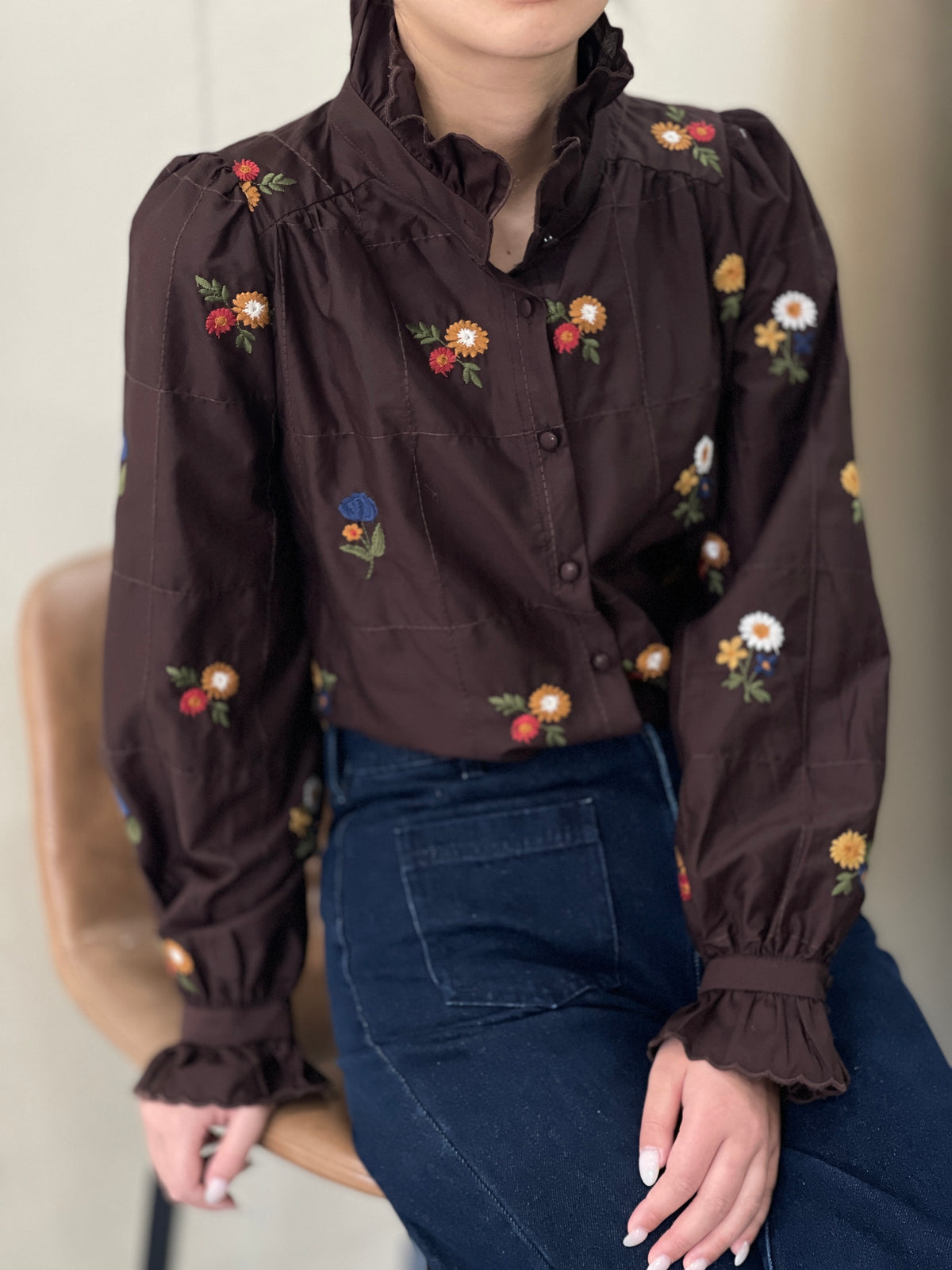 Lois Flower Embroidered Blouse
